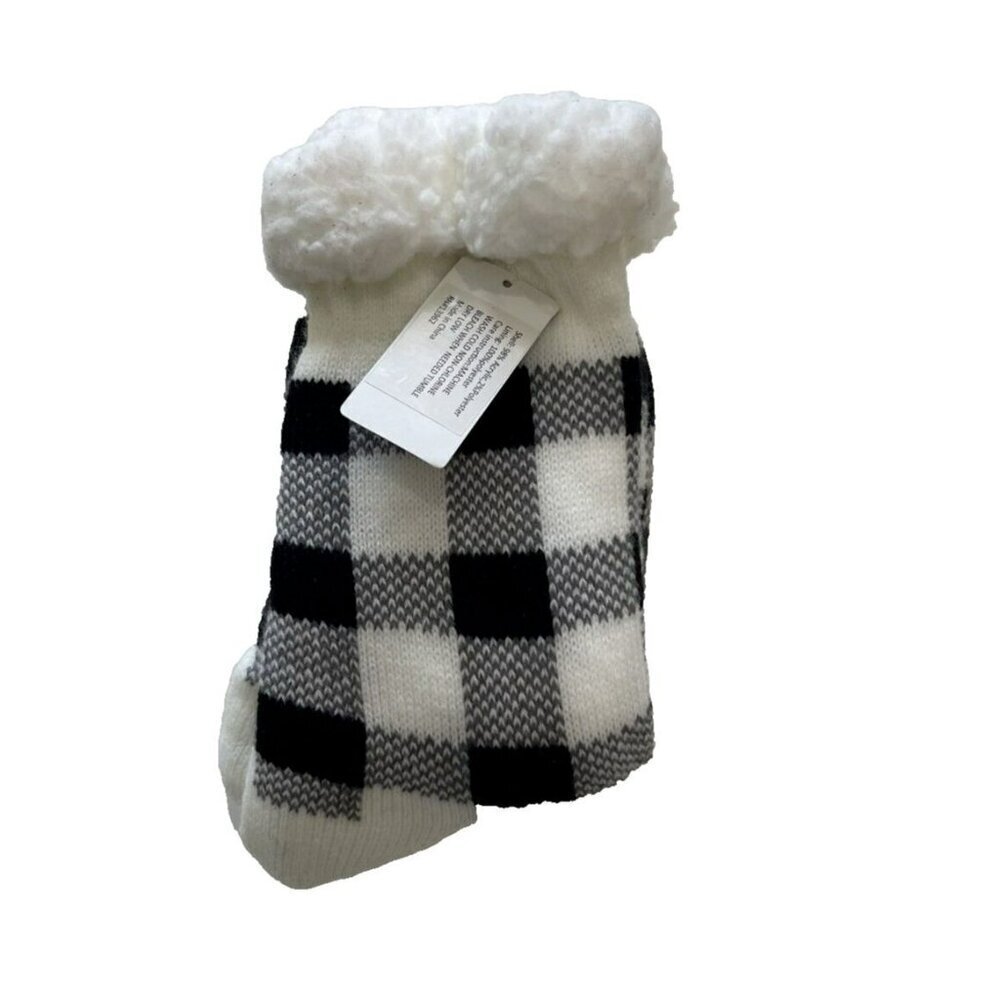NEW Women's Checkered Buffalo Plaid Plush Winter Sherpa Lining Slipper Socks